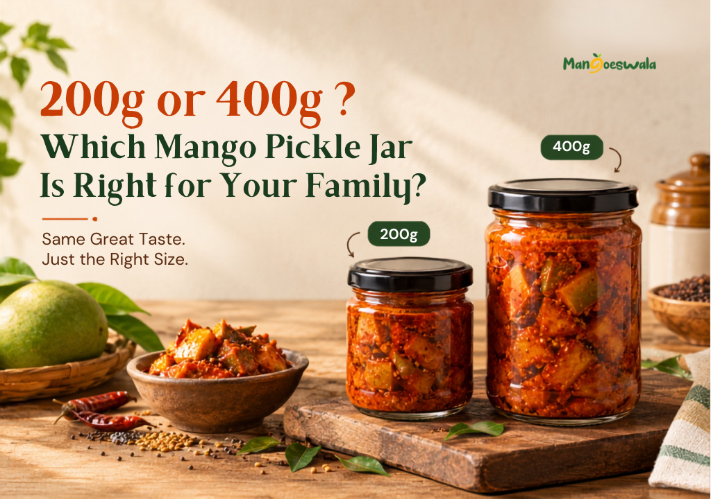 Mango pickle jars in 200g, 400g and 1kg sizes