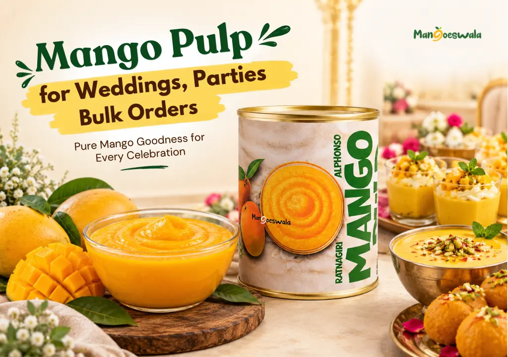 Ratnagiri mango pulp for weddings, parties and bulk orders from Mangoeswala