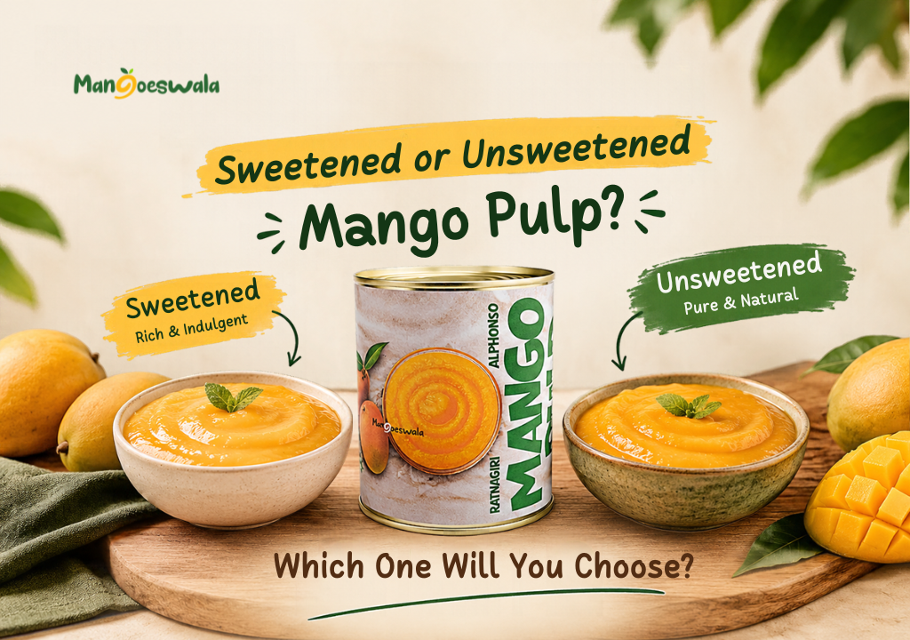 Sweetened vs unsweetened mango pulp for lassi, milkshakes and desserts
